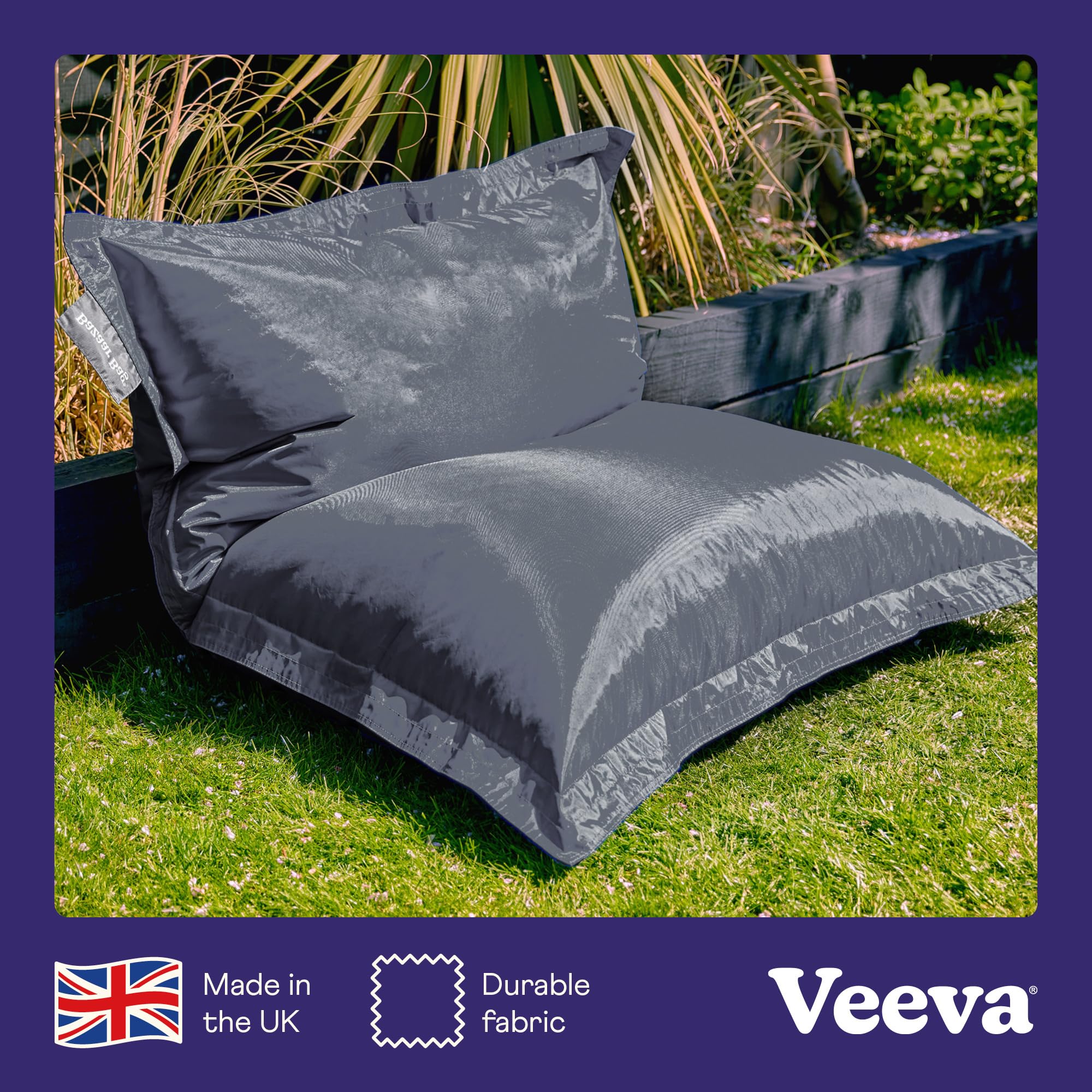 Bean Bag Bazaar Giant Outdoor Floor Cushion | Slate Grey Water-Resistant