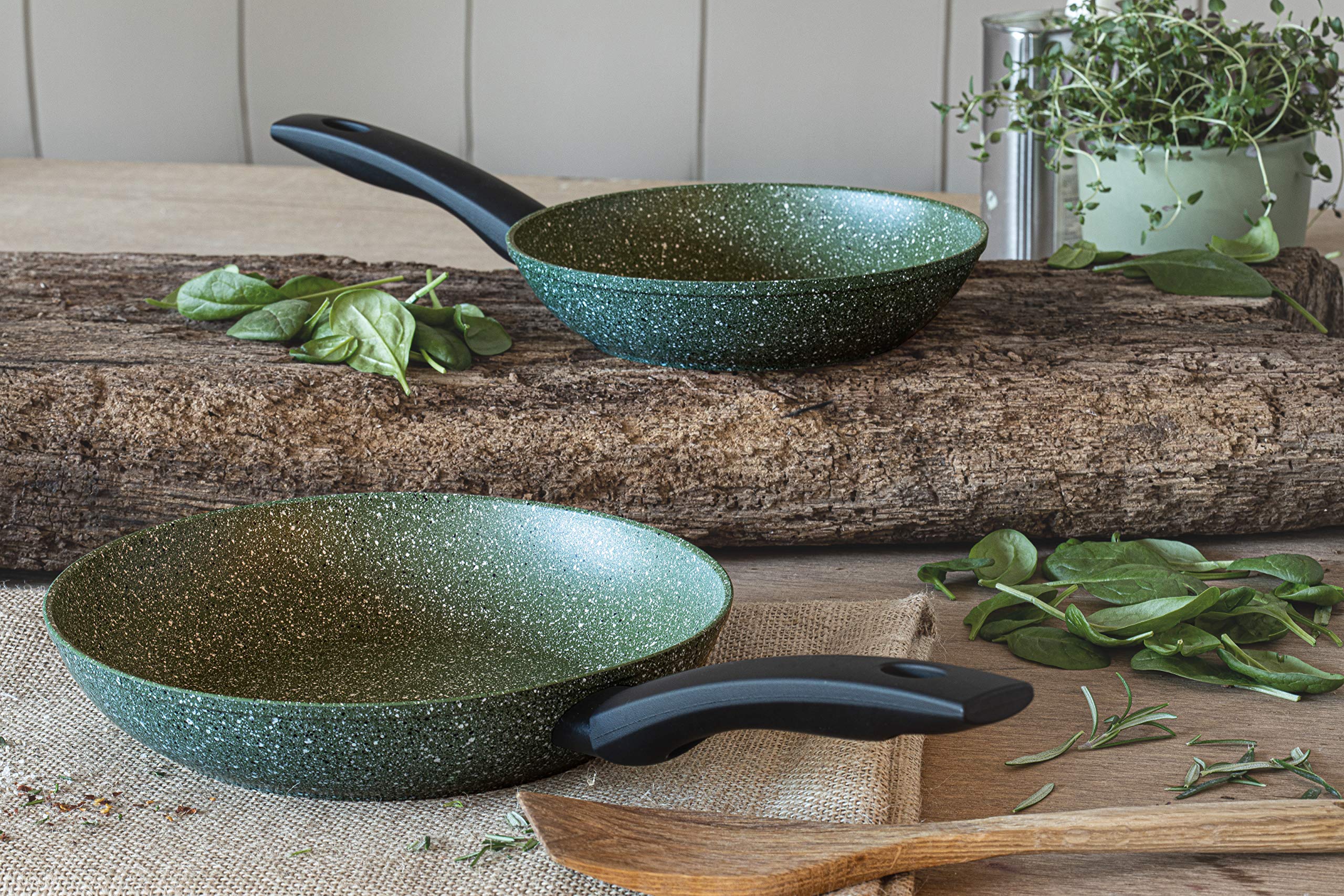 Prestige Eco Non-Stick Induction Frying Pan Set - 20cm & 24cm Green