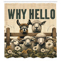 ABAKUHAUS Farmhouse Sheep Shower Curtain | Waterproof Fabric, 175x200cm