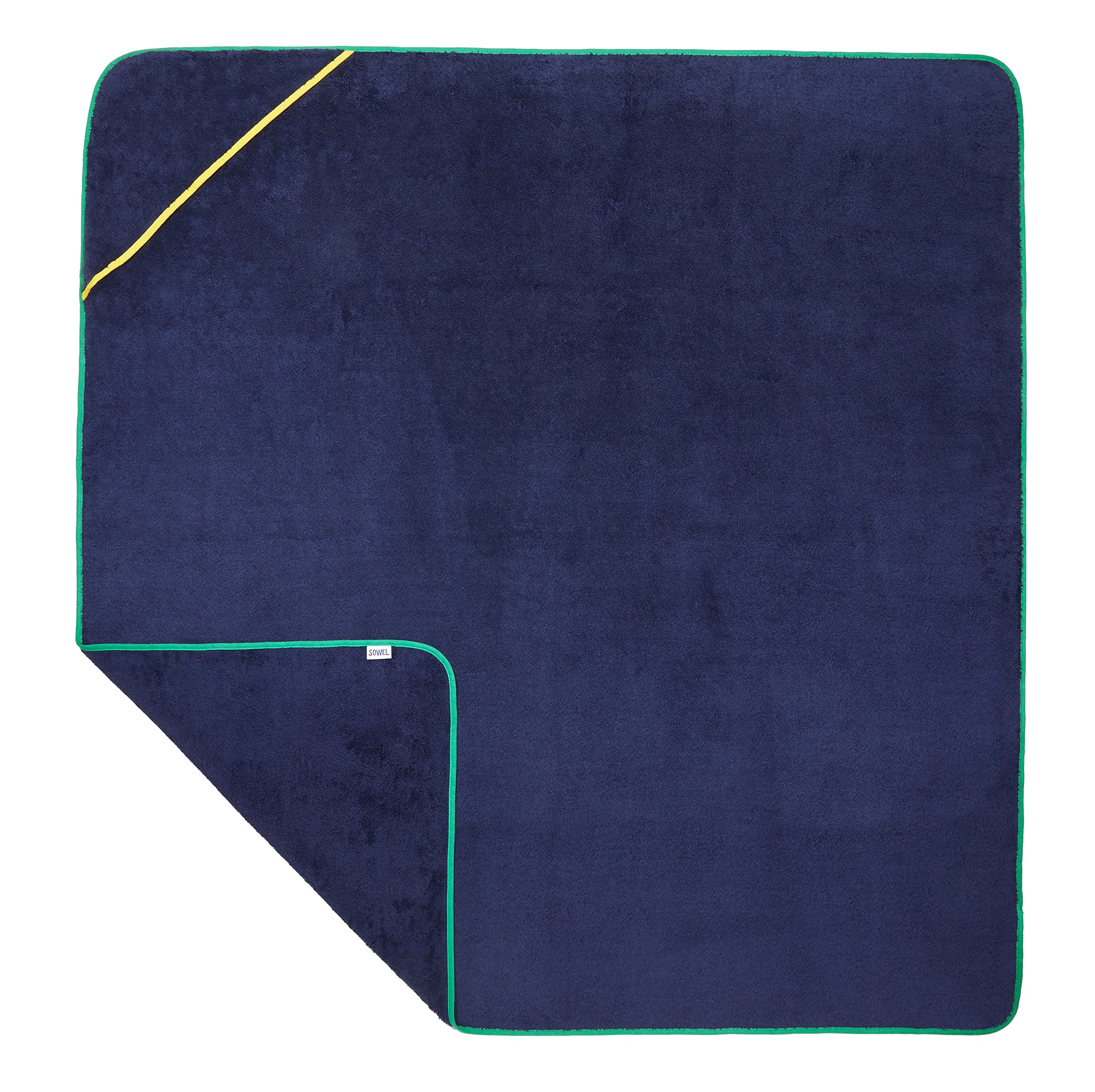 Sowel Adult Hooded Beach Towel – 100% Cotton Terrycloth, Navy/Green