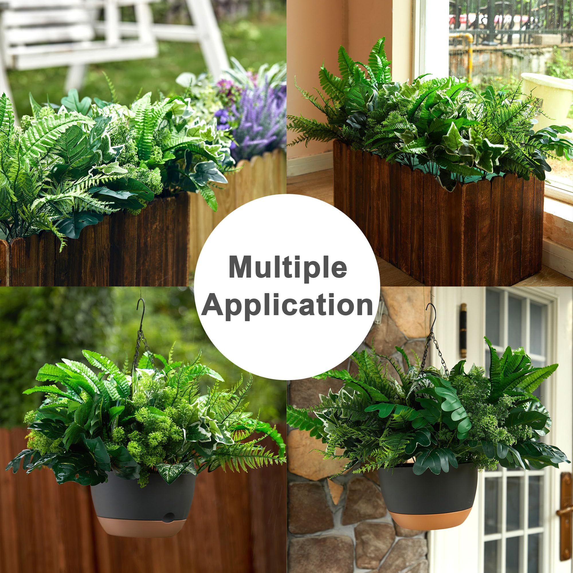 Party Joy 14 Pcs Artificial Outdoor Plants | UV Resistant Fake Bushes