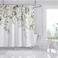 Jolof Store Green Leaf Shower Curtain | Waterproof Polyester with 12 Hooks