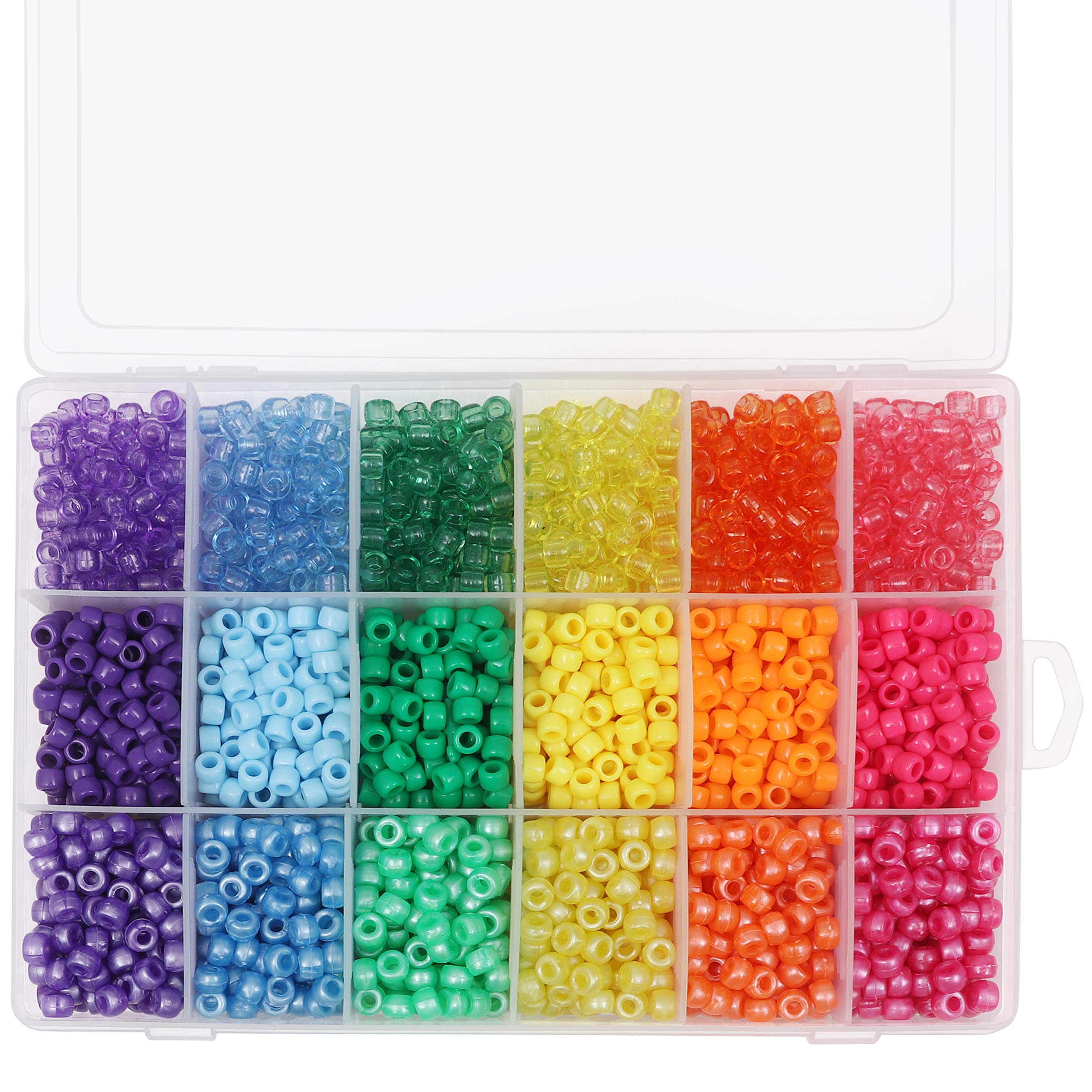 Kurtzy 2300pc Rainbow Pony Beads Kit – 6mm Plastic Beads for Jewellery