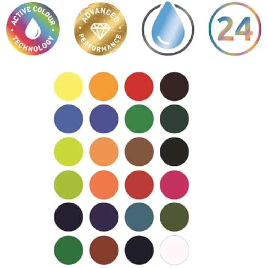 Derwent Inktense Paint Pan Set - 24 Water-Soluble Permanent Colours