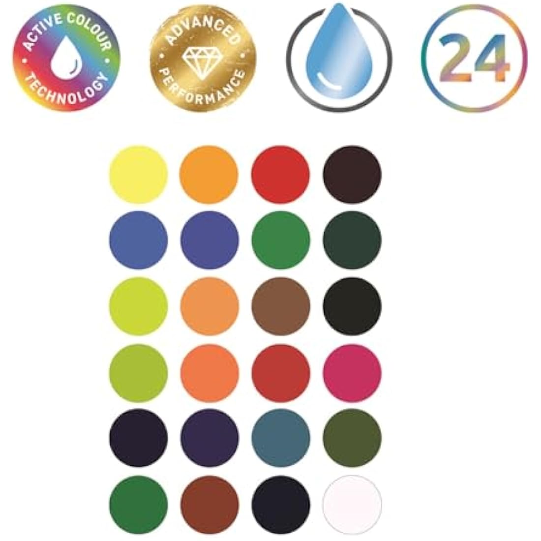 Derwent Inktense Paint Pan Set - 24 Water-Soluble Permanent Colours