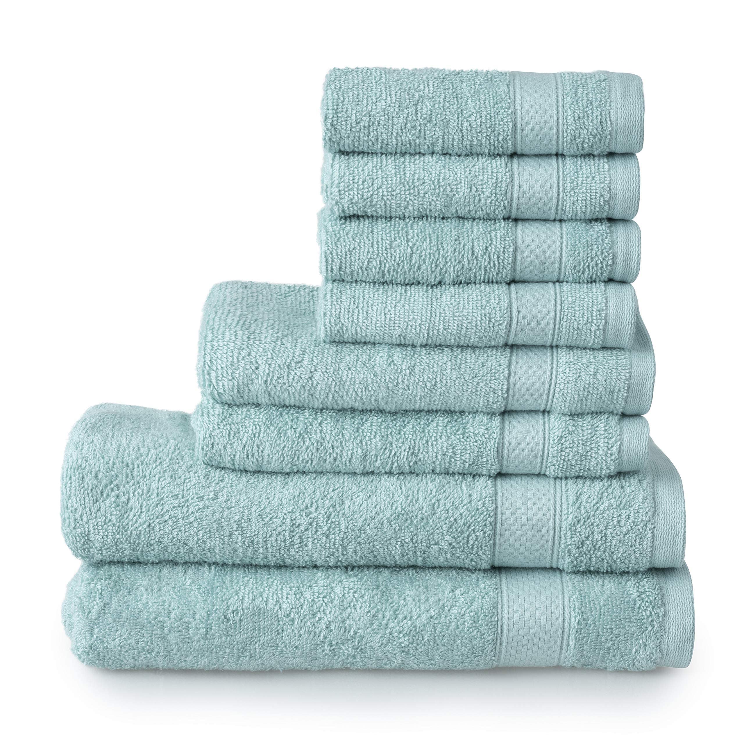 Welhome 8-Piece Cotton Towel Set – Quick Dry & Absorbent – Aqua