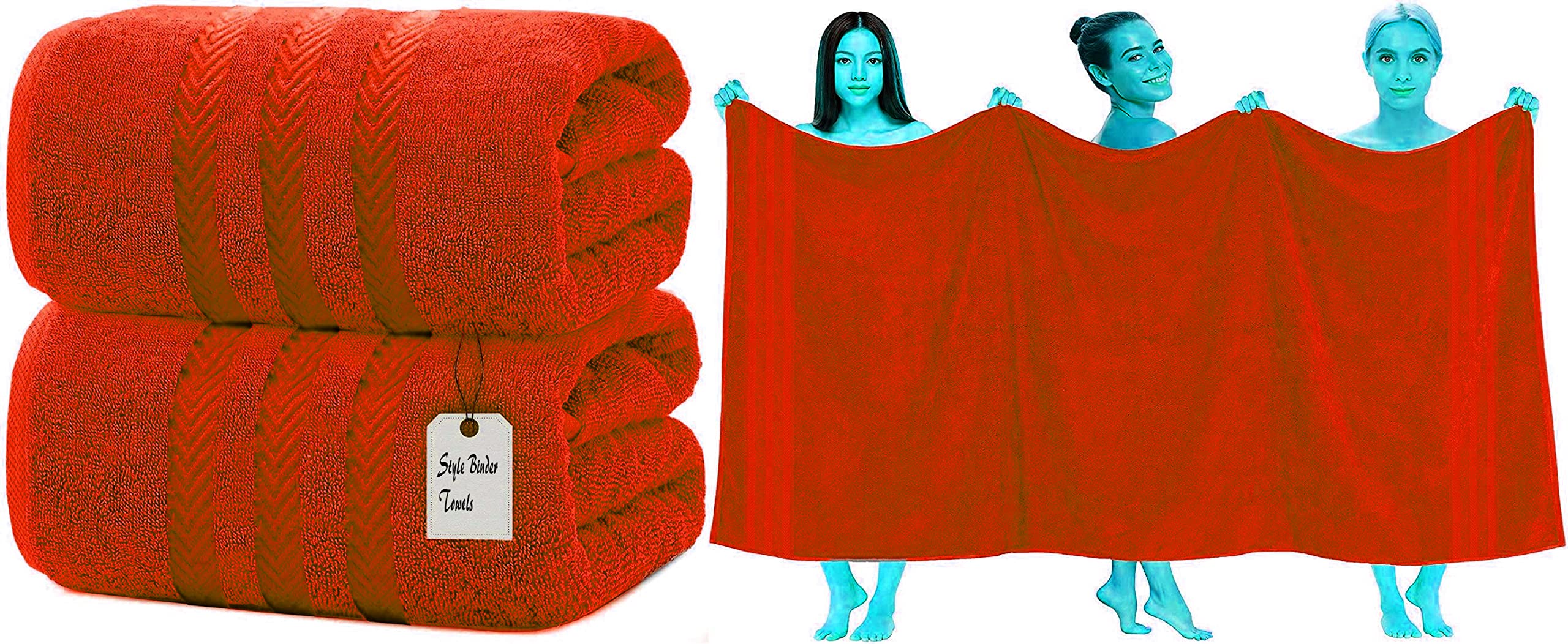100% Egyptian Cotton Super Jumbo Bath Sheets - 2 Pack