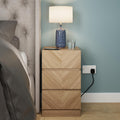 GFW Catania Pair of Bedside Tables – Modern Herringbone Wood Effect Drawers