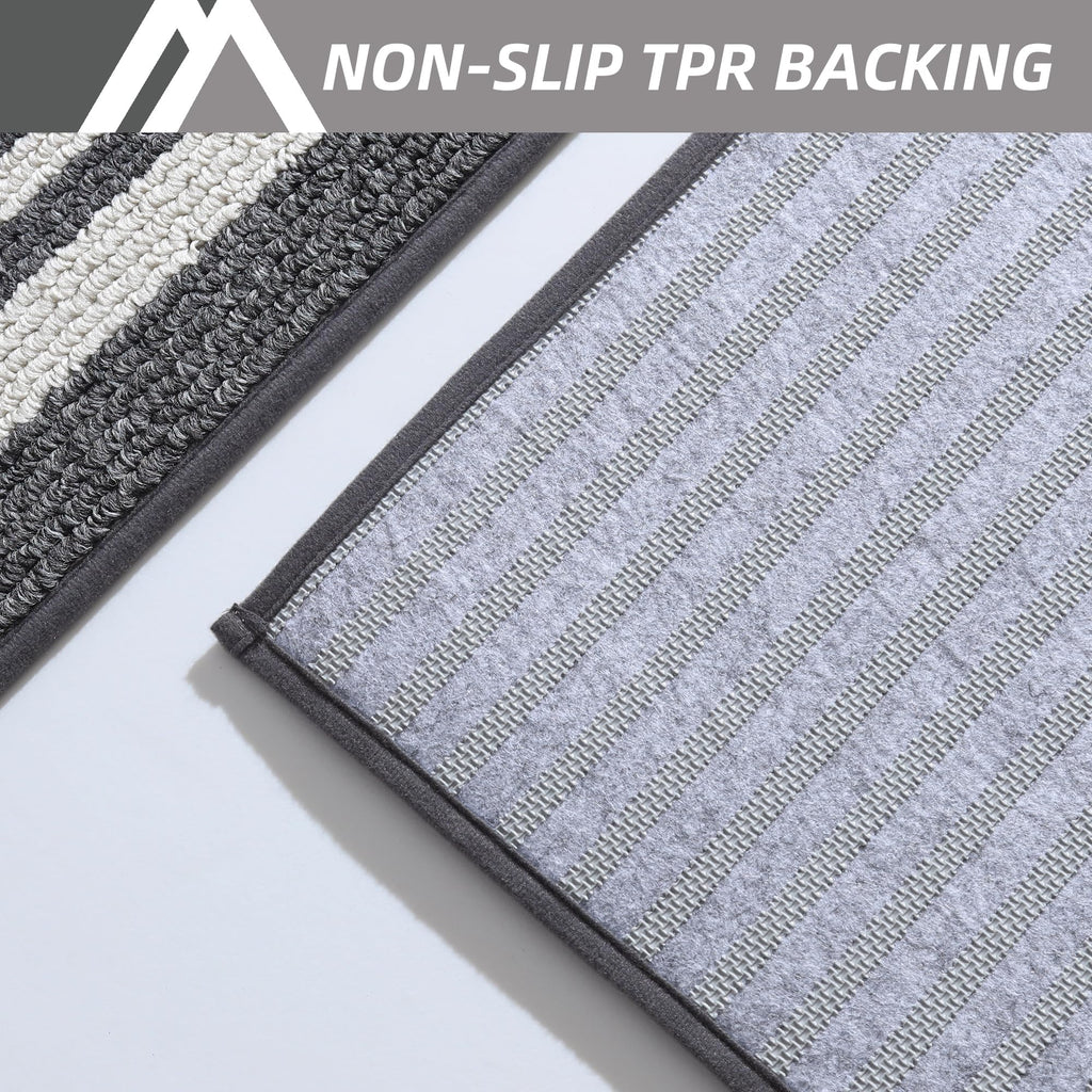 COSY HOMEER Kitchen Rugs 2-Piece Set | Non-Slip Washable Floor Mats – Grey