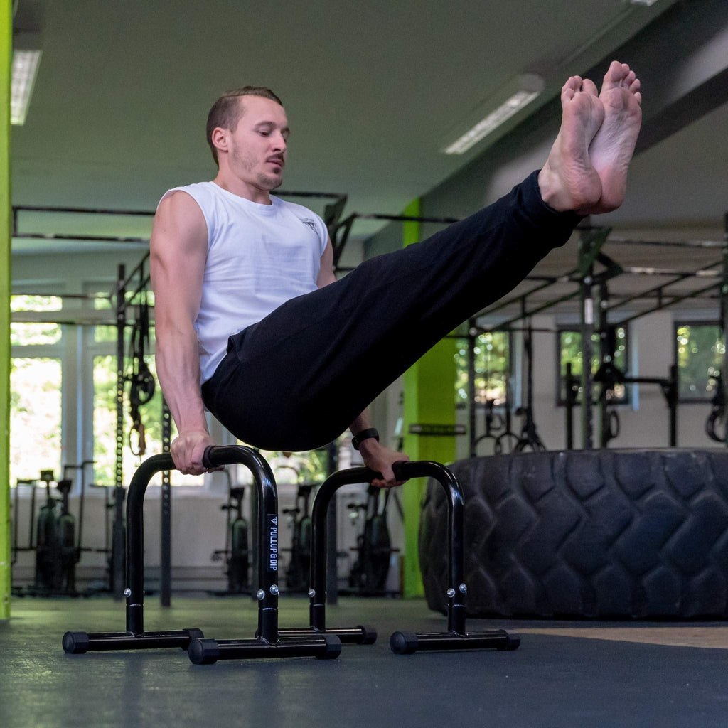 PULLUP & DIP Medium Parallettes – Steel Calisthenics Bars with Wide Grip