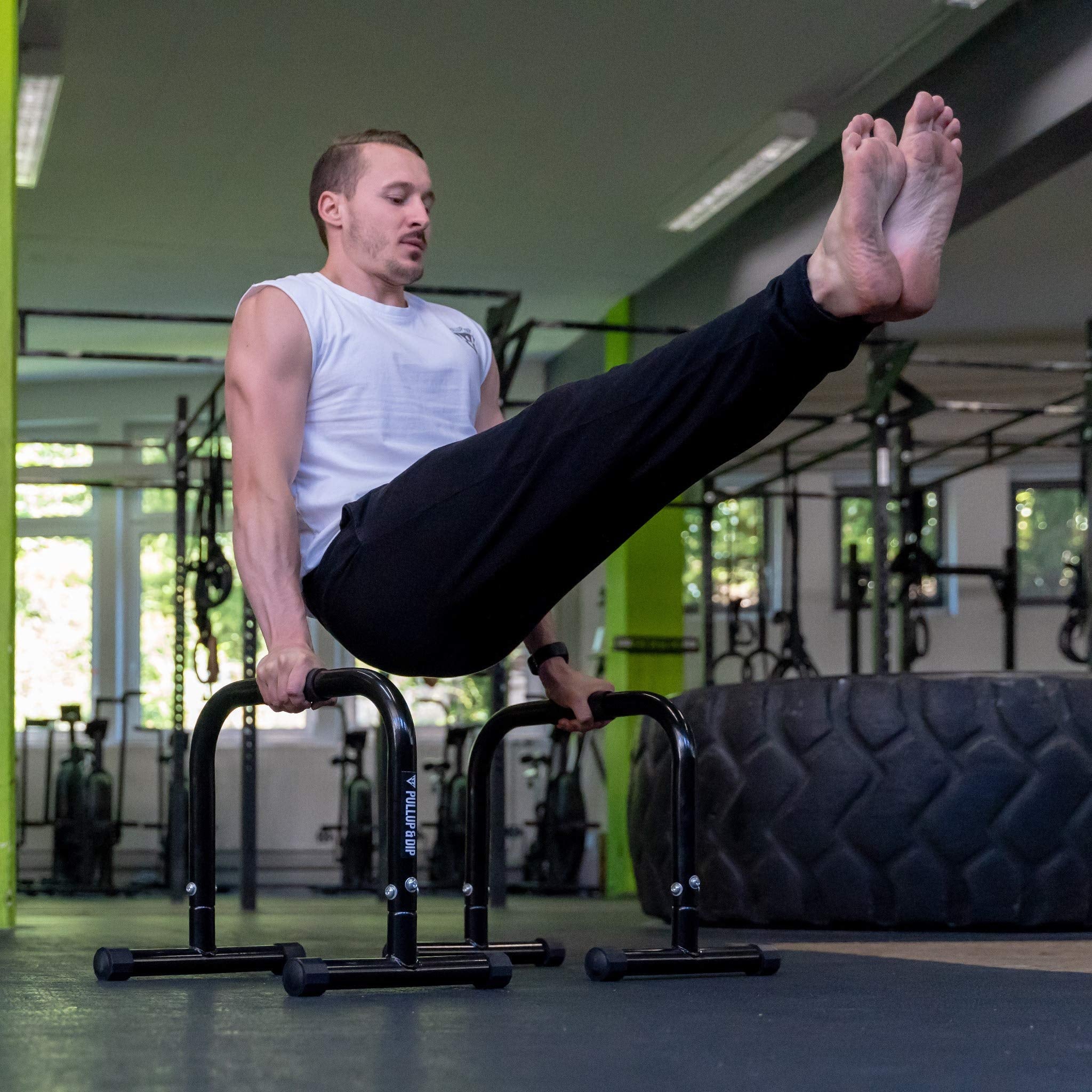 PULLUP & DIP Medium Parallettes – Steel Calisthenics Bars with Wide Grip