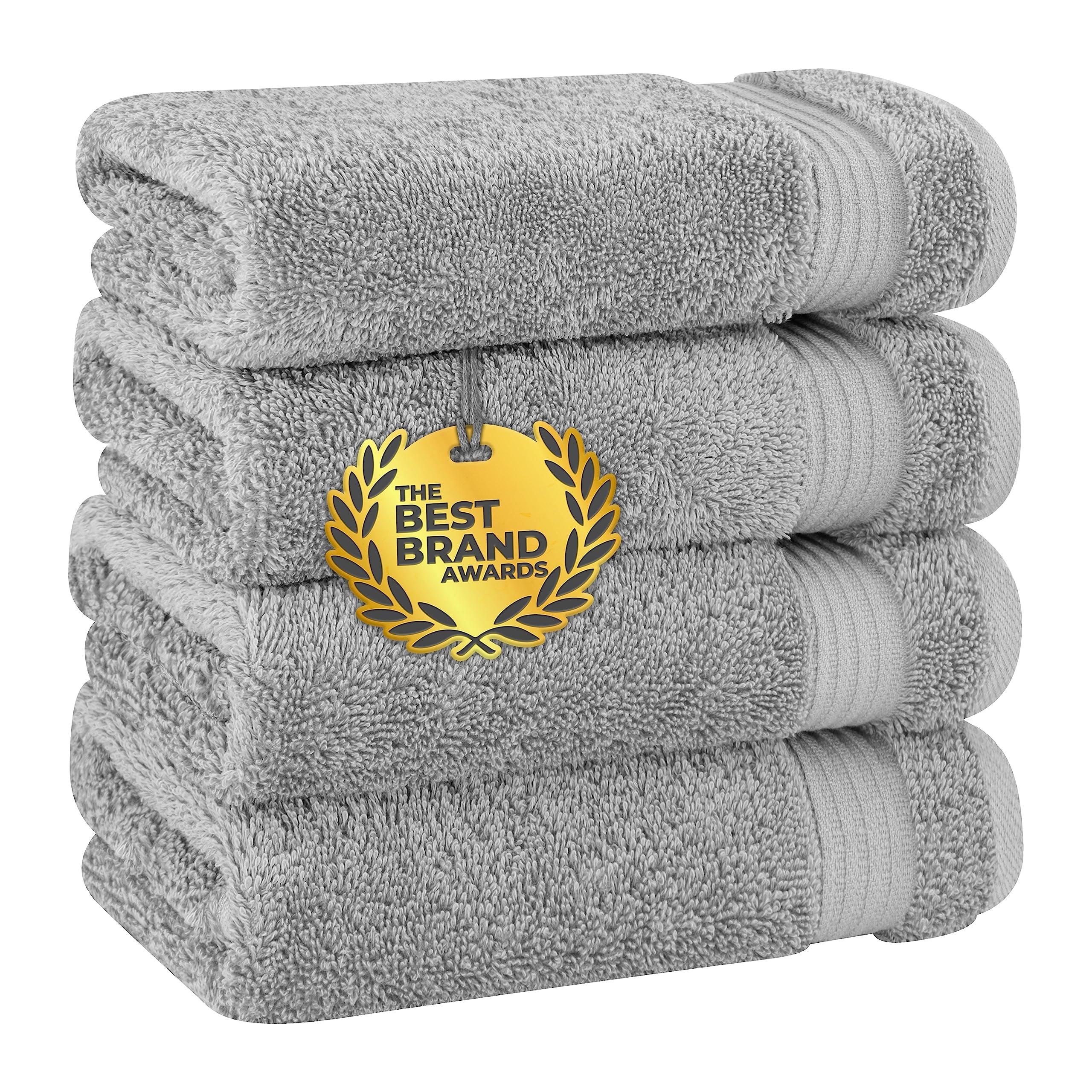 Turkish Cotton Hand Towel Set | 600 GSM Soft 4-Piece, Light Grey