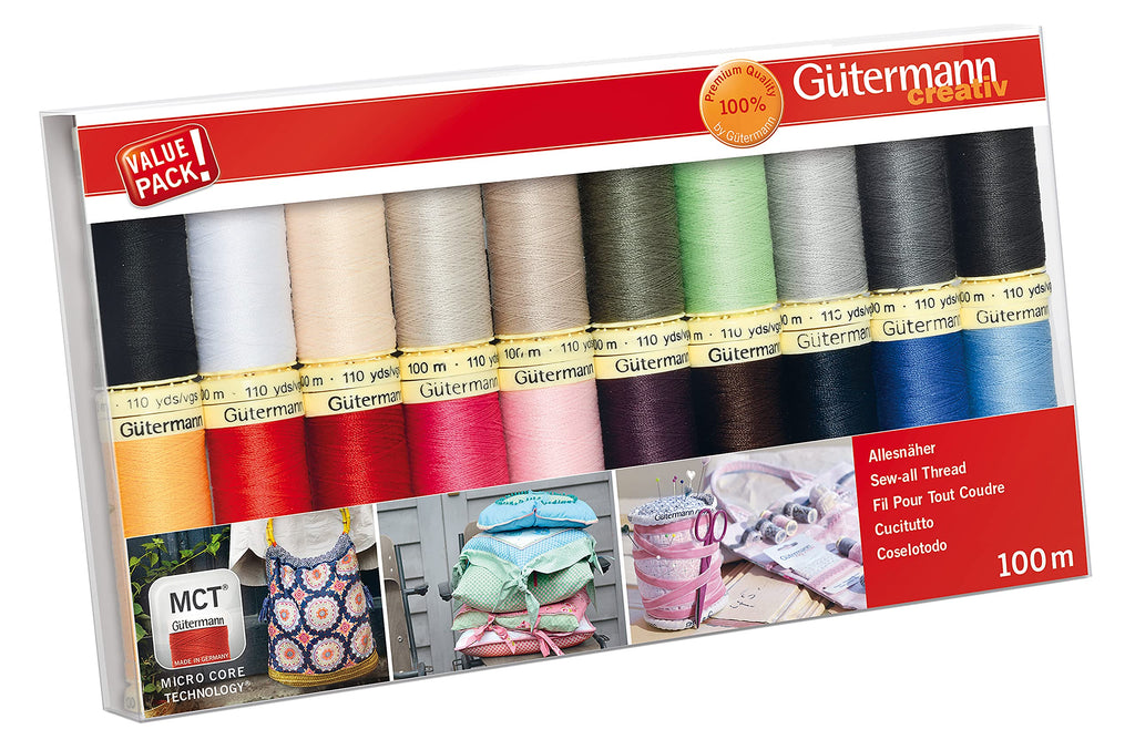 Gutermann Sew-All Polyester Sewing Thread Set - 20 Assorted Spools