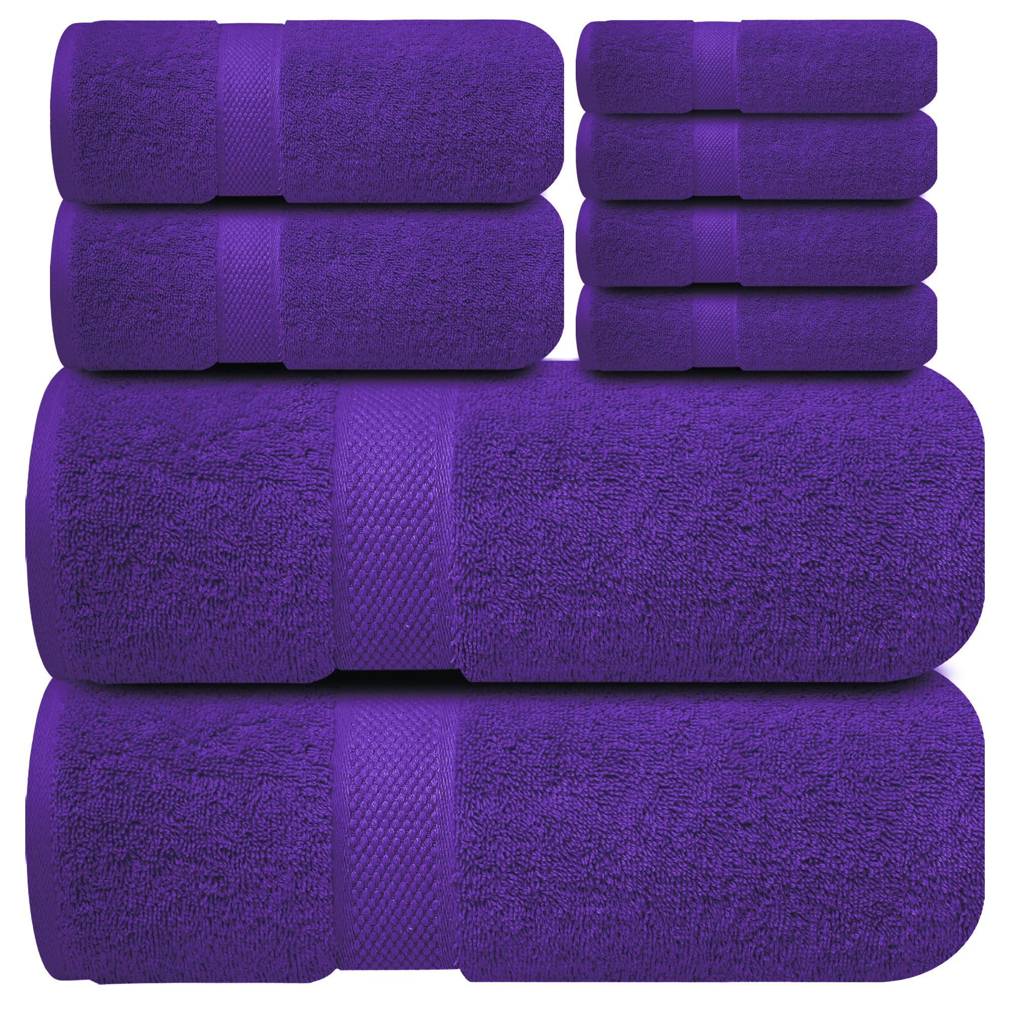 Infinitee Xclusives 8-Piece Cotton Bath Towel Set – Profound Purple
