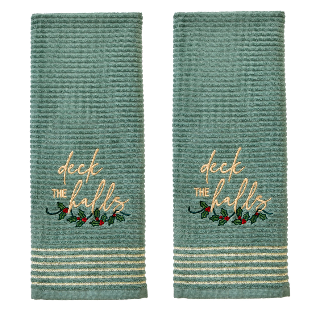 SKL Home Christmas Deck The Halls Hand Towel Set, Green 2-Pack