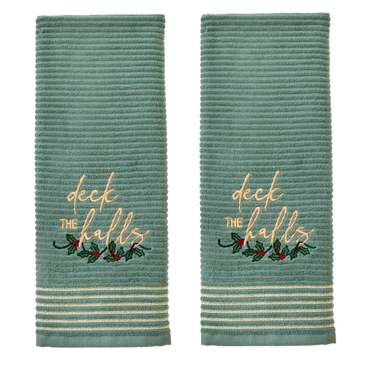 SKL Home Christmas Deck The Halls Hand Towel Set, Green 2-Pack