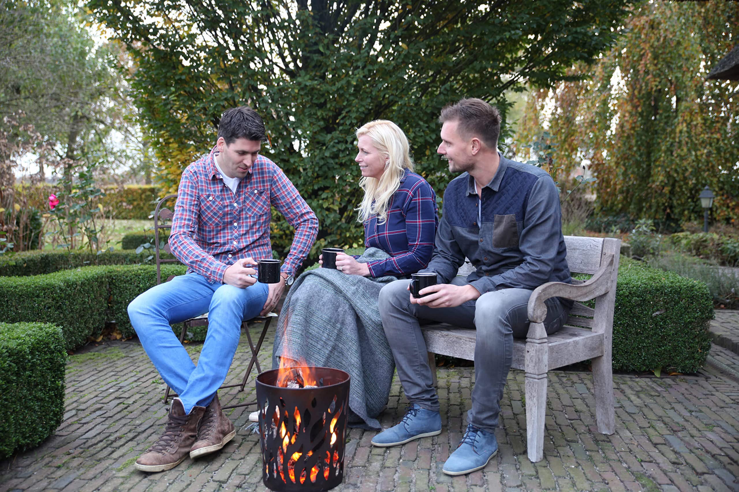 Esschert's Design FF216 Metal Fire Log Burner – Rust Finish Brazier