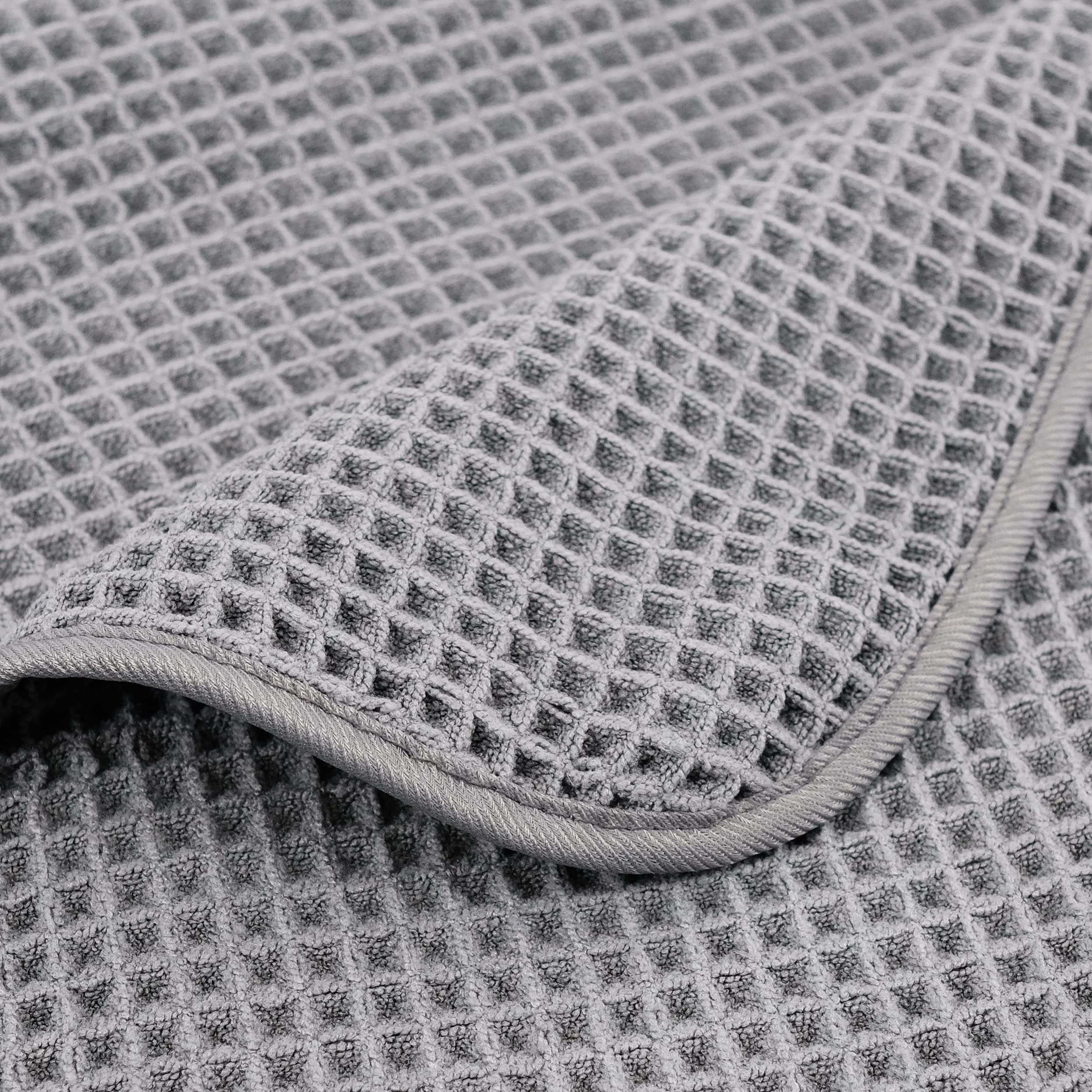 Polyte Microfibre Bath Towels – Quick Dry Waffle Weave, 4 Pack, Grey