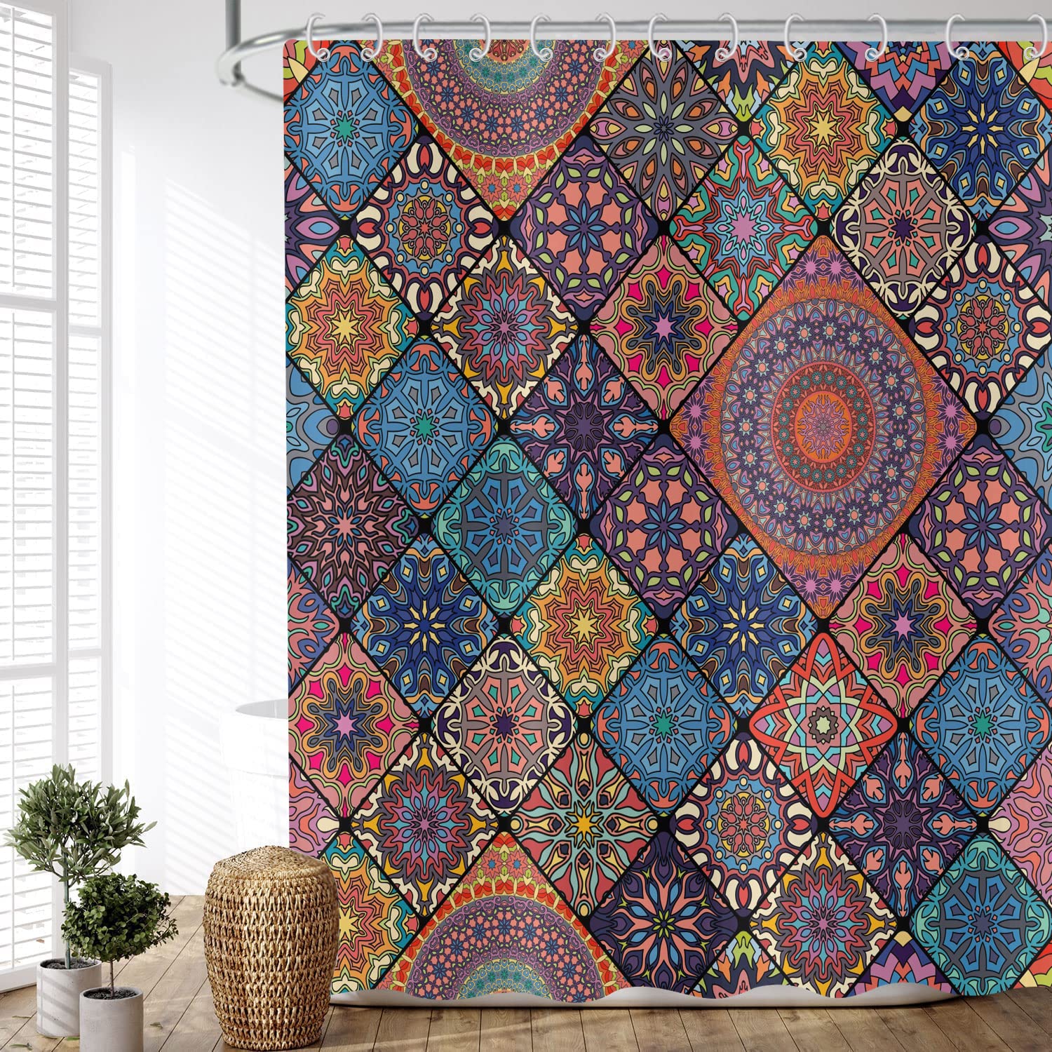 Jolof Store Boho Shower Curtain – 180x200cm Waterproof Polyester Fabric