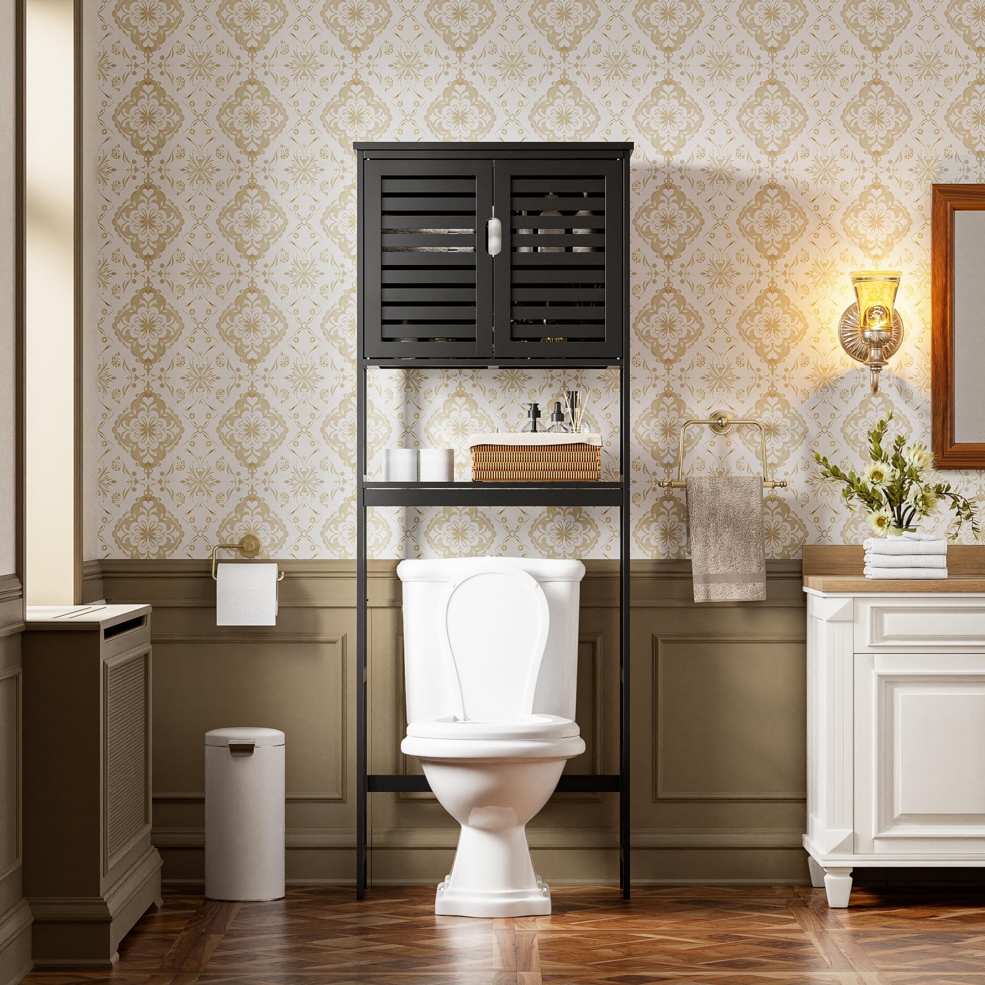 SMIBUY Bamboo Over-The-Toilet Storage Cabinet | 3-Tier Bathroom Organizer