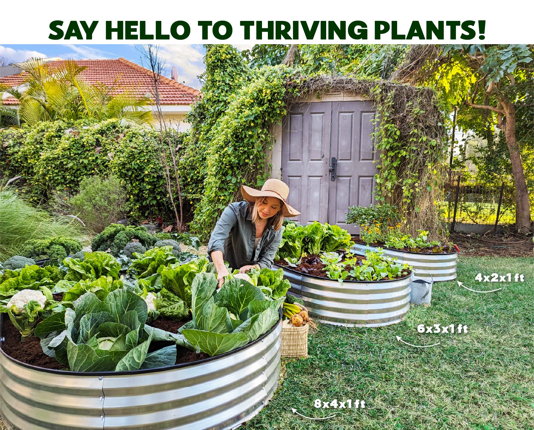Plant & Plot Galvanized Metal Raised Garden Bed, 4x2x1 ft Outdoor Planter