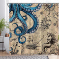 Luminora Nautical Octopus Shower Curtain – Brown Waterproof Polyester
