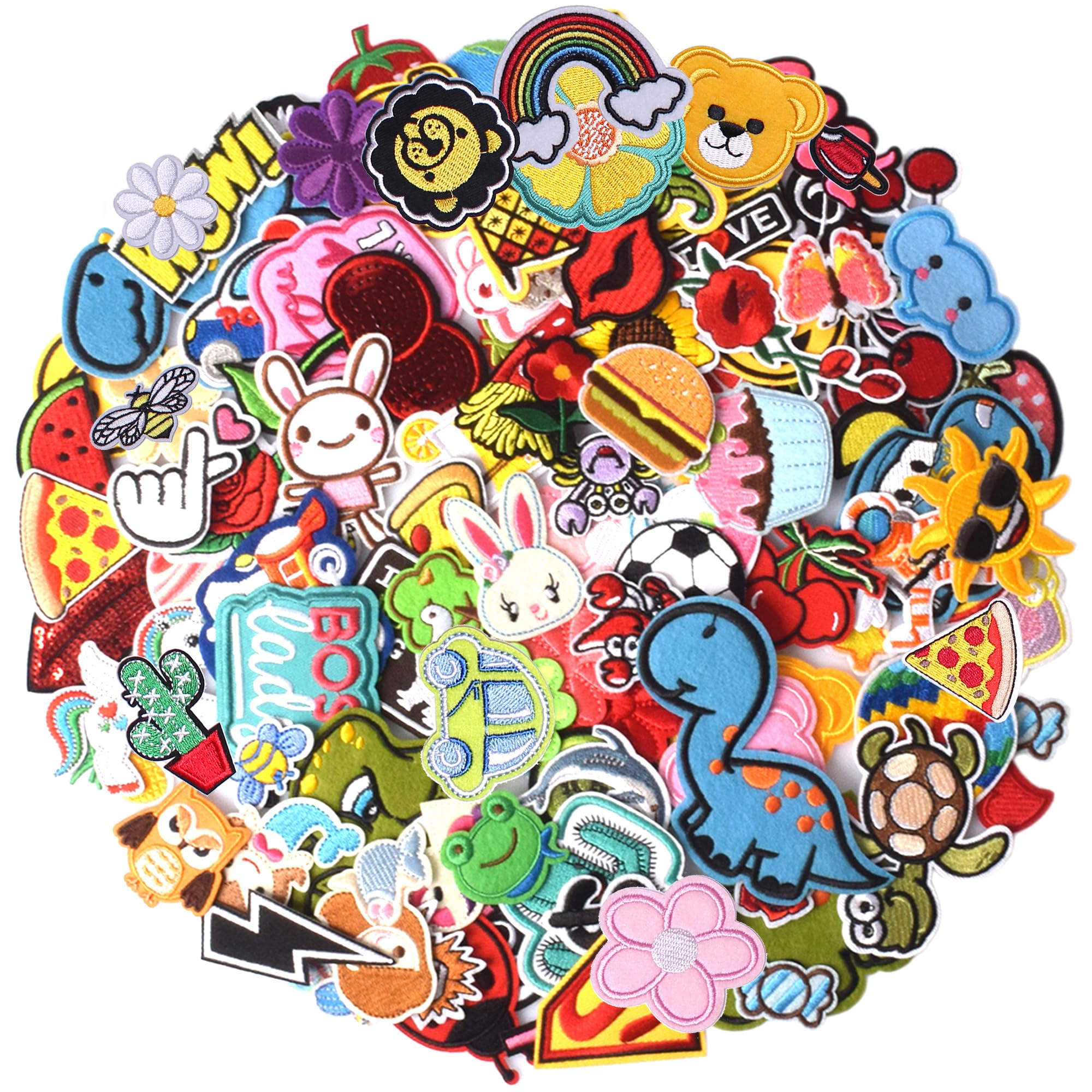 60PCS Assorted Embroidered Iron On Patches for DIY Clothing