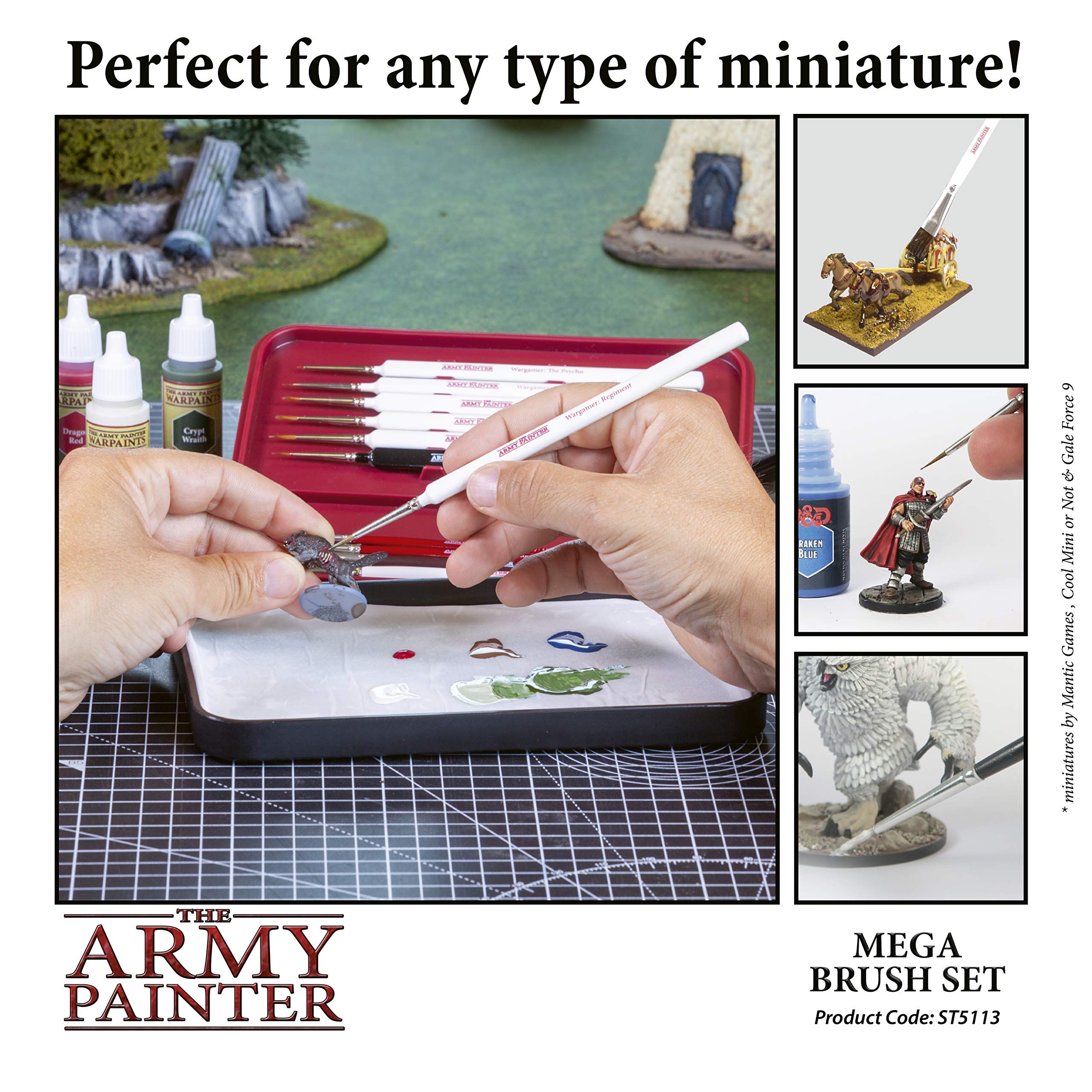 The Army Painter Wargames Mega Brush Set – 10 Miniature Paint Brushes