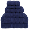 American Soft Linen 6-Piece Turkish Cotton Bath Towel Set - Navy Blue