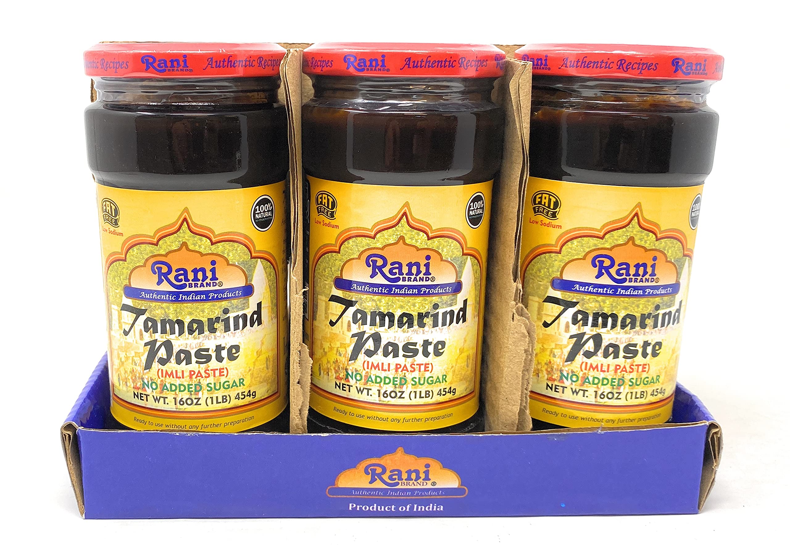 Rani Tamarind Paste Puree (Imli) - All Natural Vegan Glass Jar, 16oz (6 Pack)