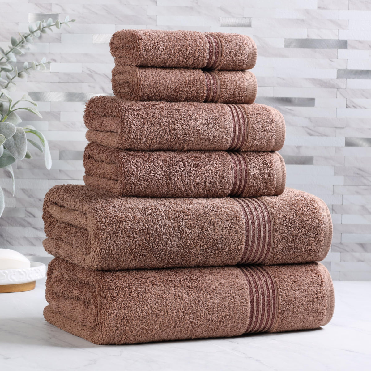 Superior, Cotton, Mocha, 6 Piece Towel Set - image 2