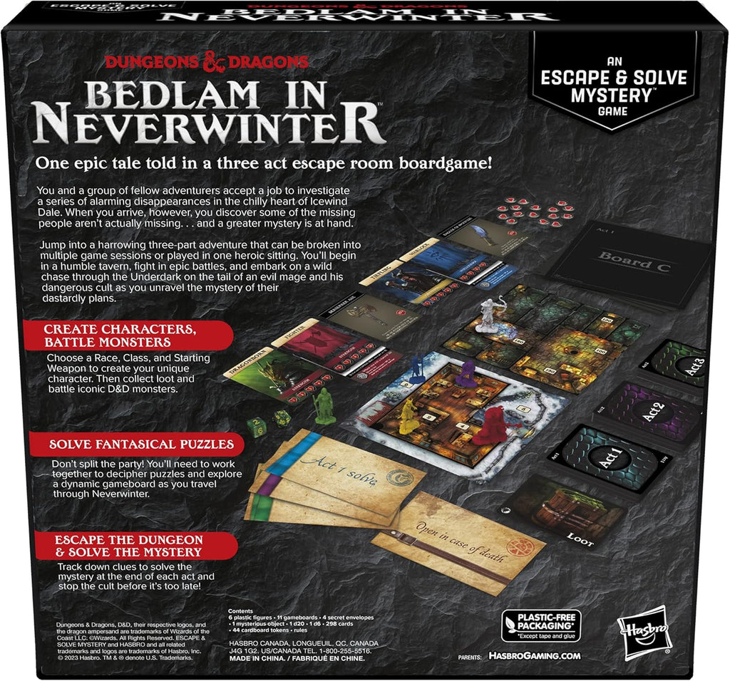 Dungeons & Dragons: Bedlam in Neverwinter Escape Room Board Game