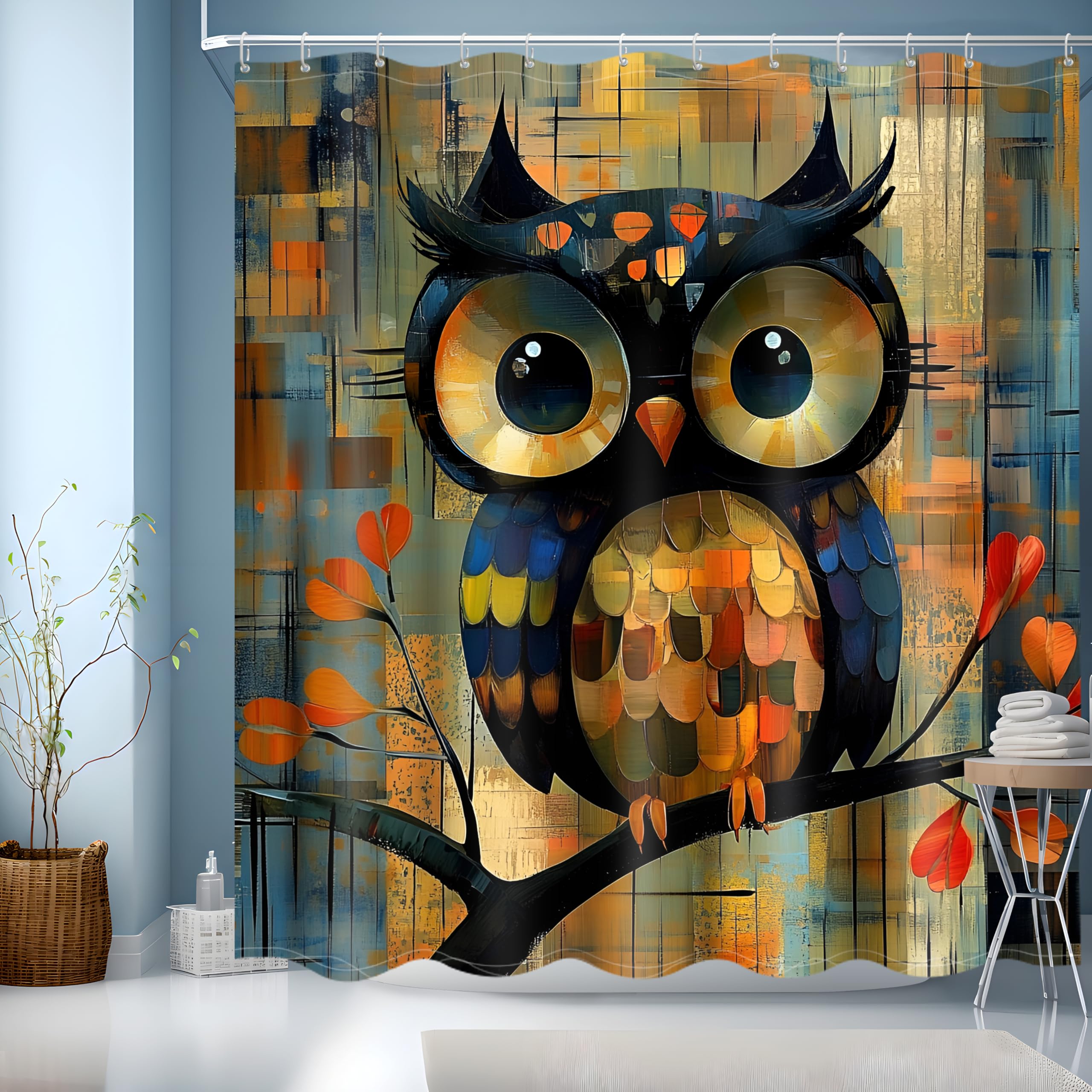 JINGYOU Waterproof Fabric Shower Curtain | 3D Mould Resistant Bath Curtain