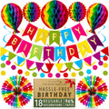Reusable Rainbow Birthday Decoration Set – 18pc Paper Party Kit