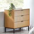 Julian Bowen Sia 3 Drawer Chest – Modern Slatted Wood Dresser