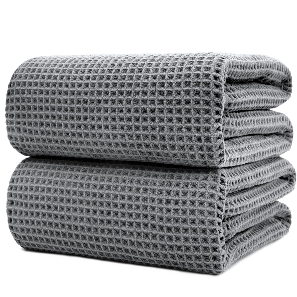 Polyte Microfibre Bath Sheet Set – Quick Dry Waffle Weave, 2 Pack