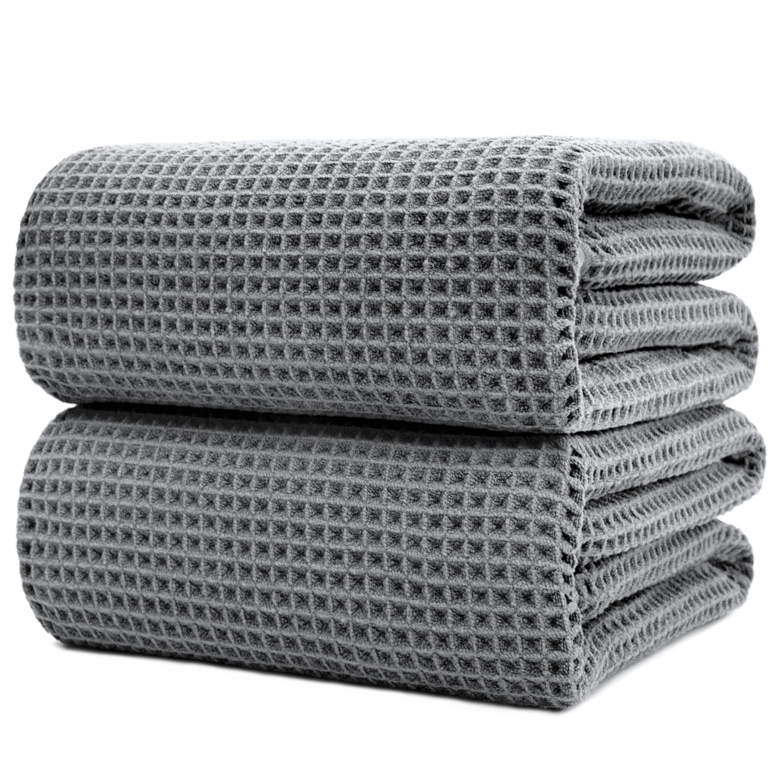 Polyte Microfibre Bath Sheet Set – Quick Dry Waffle Weave, 2 Pack