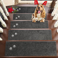 BEQHAUSE Non-Slip Carpet Stair Treads | 15-Pack Washable Runners, Dark Grey