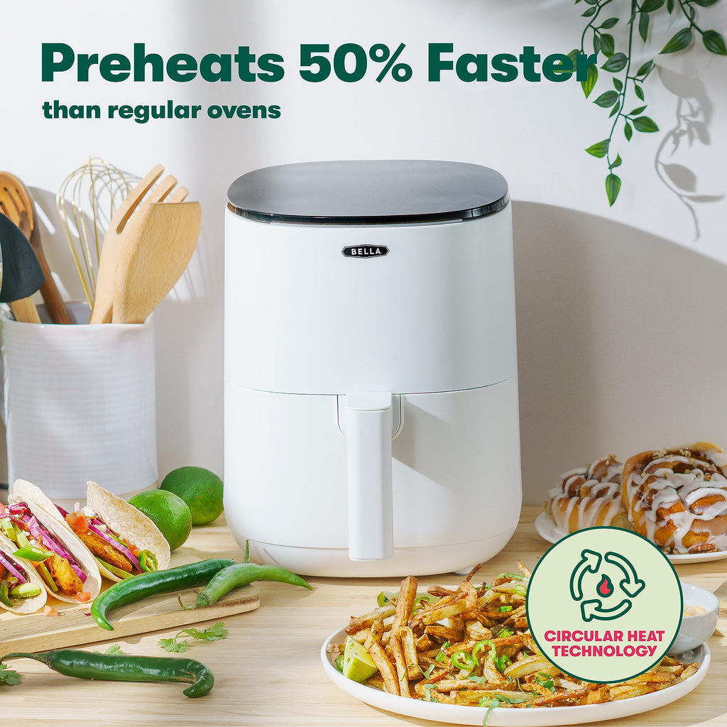 BELLA 3L Touchscreen Air Fryer Oven | 5-in-1 Multicooker, 1400W - Matte White