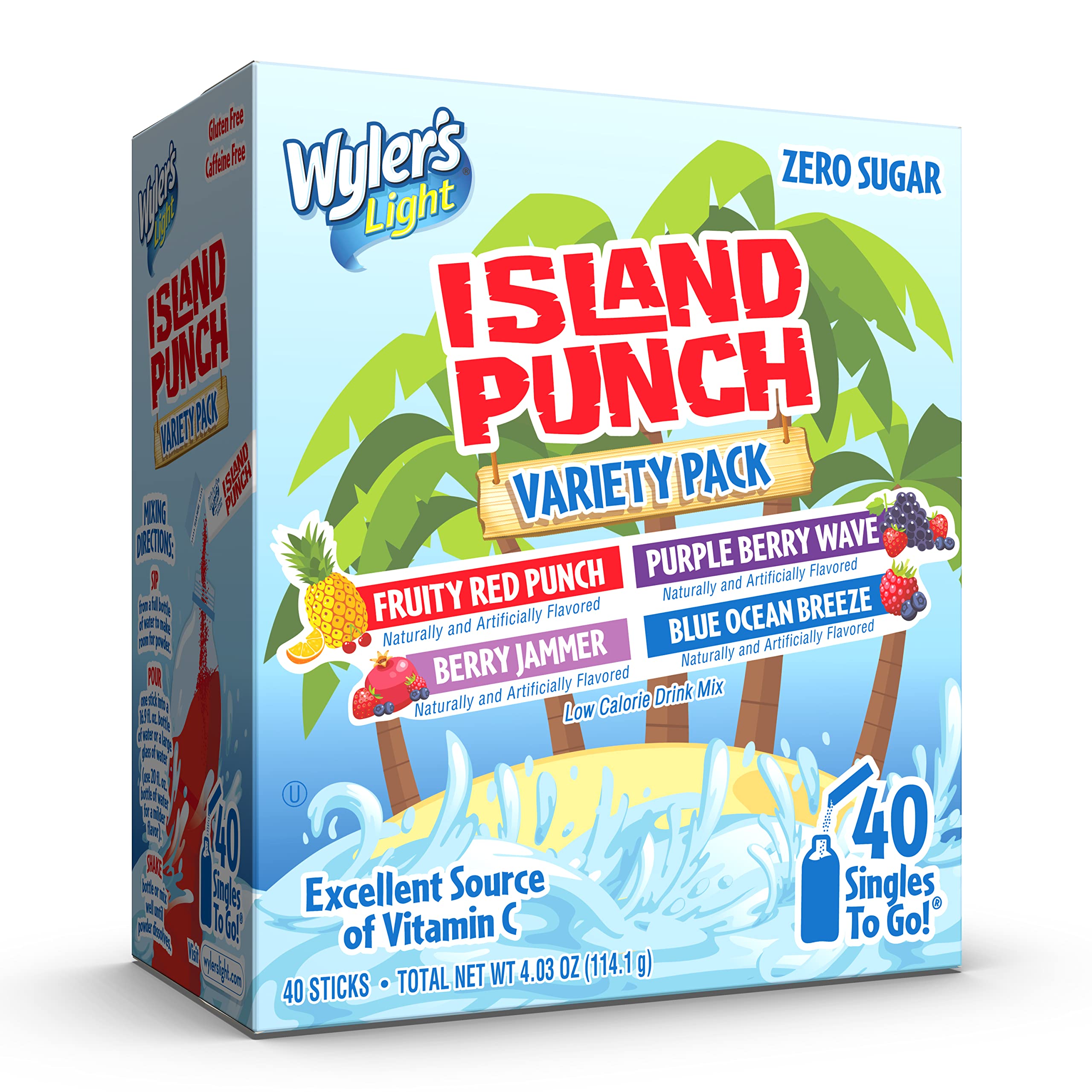 Wyler's Light Island Punch Drink Mix - Sugar Free Variety Pack, 40 Sticks