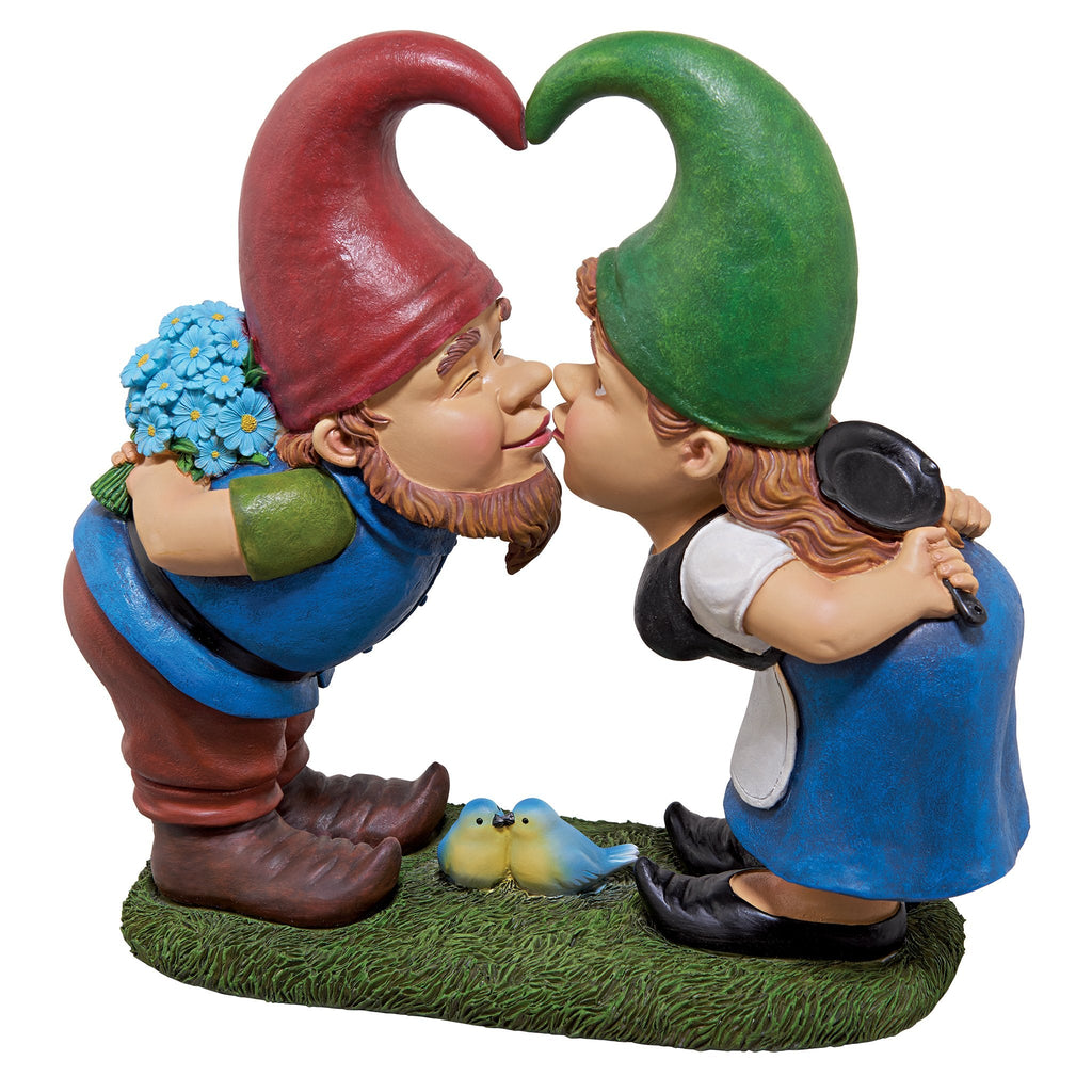Design Toscano Kiss and Tell Lover Garden Gnome Statue - Resin Figurine