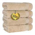 Jolof Store Turkish Hand Towel Set | 100% Cotton 600 GSM Beige - 4 Pack