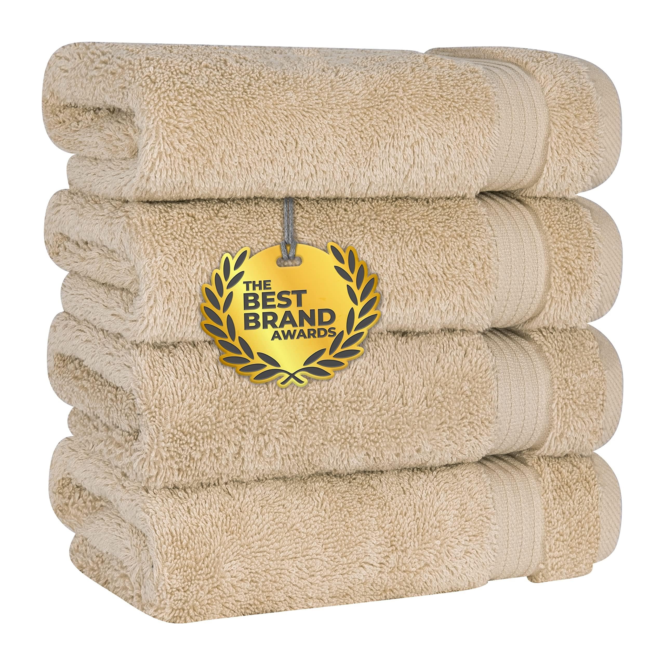 Jolof Store Turkish Hand Towel Set | 100% Cotton 600 GSM Beige - 4 Pack