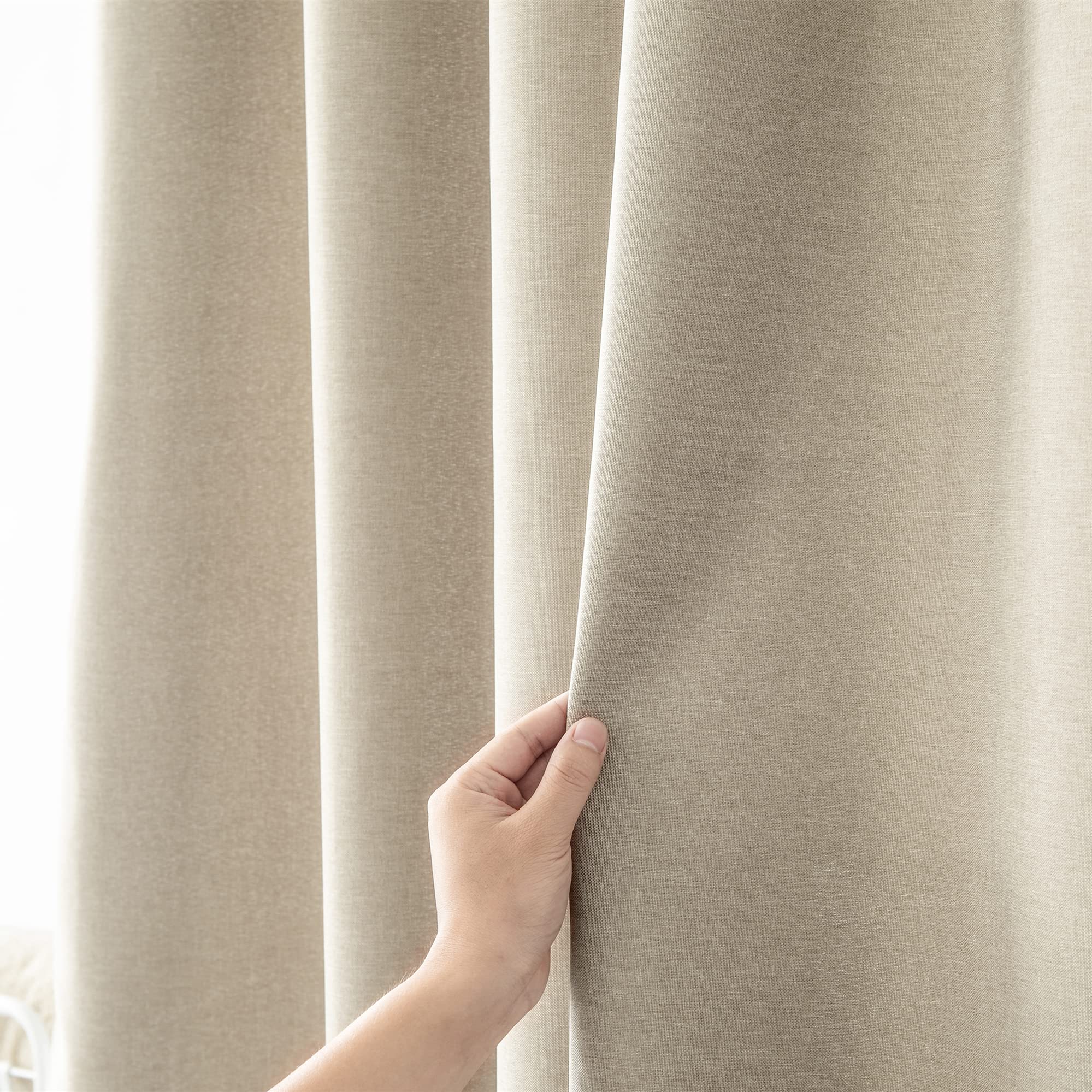 YEVDA Linen Fabric Shower Curtain – Waterproof Anti-Mould – Light Coffee
