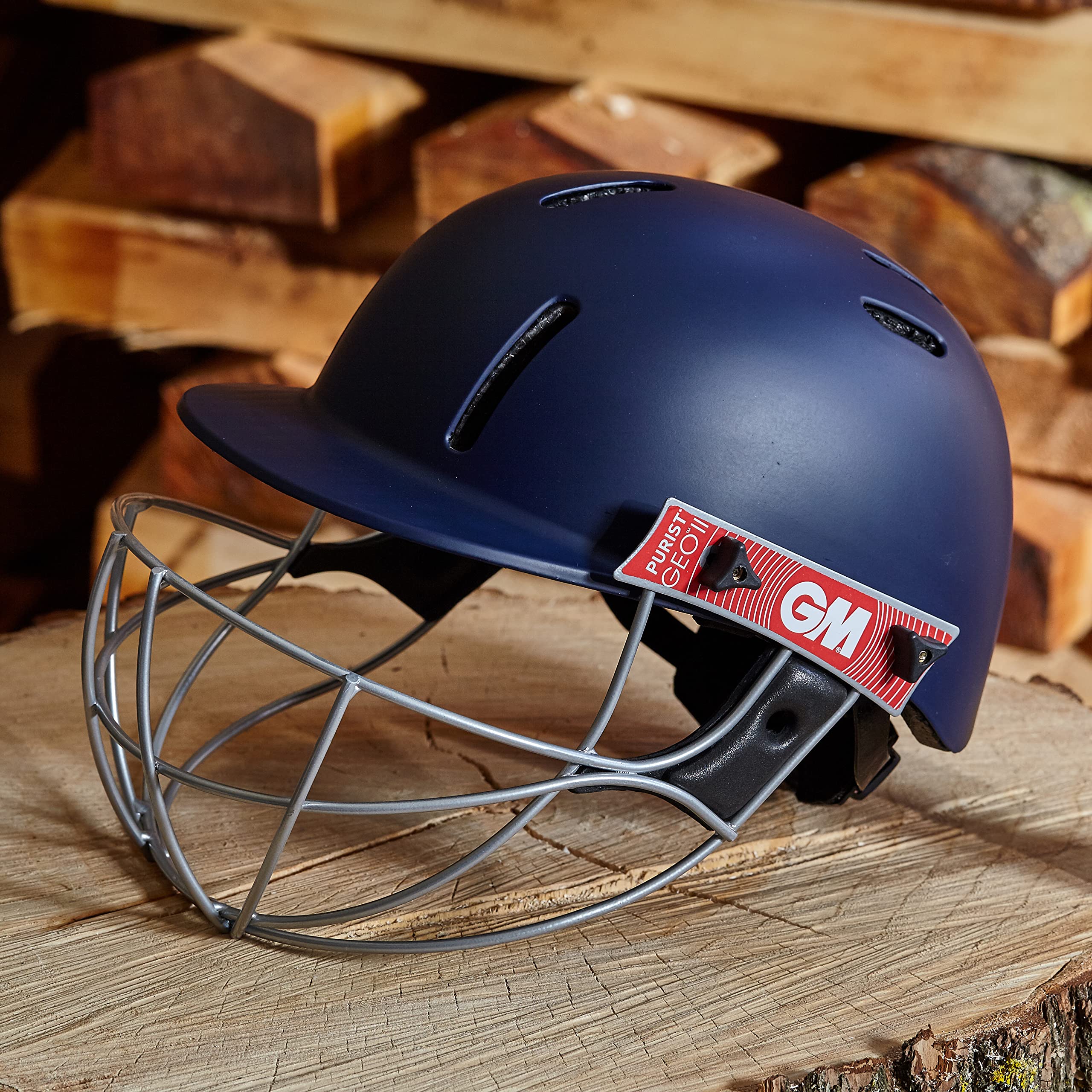 GM Purist GEO II Cricket Batting Helmet – Navy Steel Grille Senior