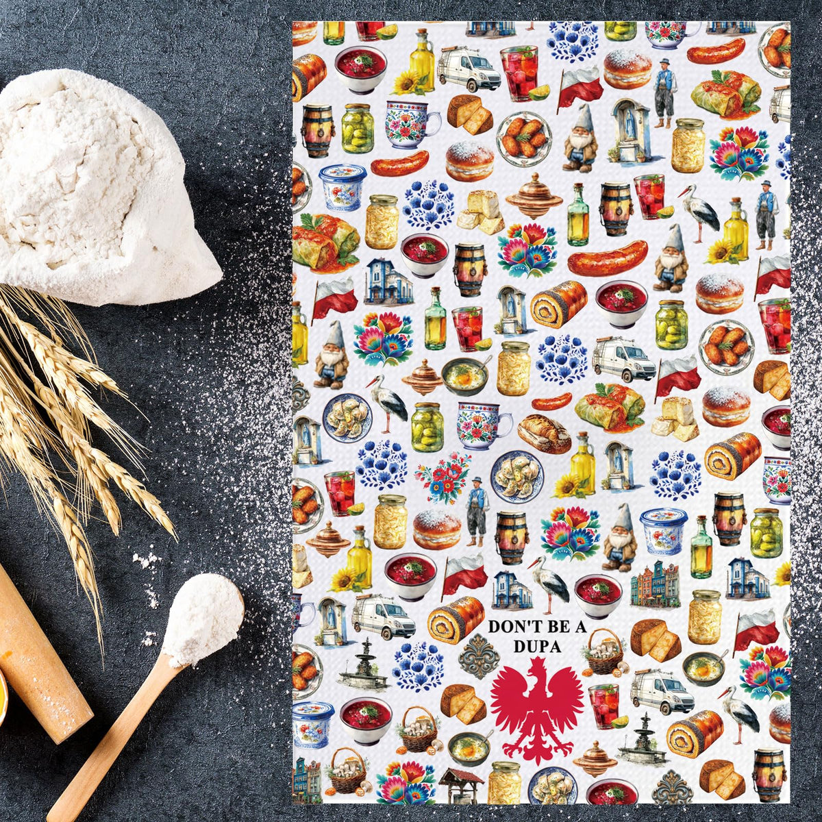 MYSOMY Polish Dish Towels Poland Souvenirs Gifts Don't Be a Dupa Polska Towels Polish Mom Gift Poland Chef Kitchen Merch ManyDUPA kt2 - image 4