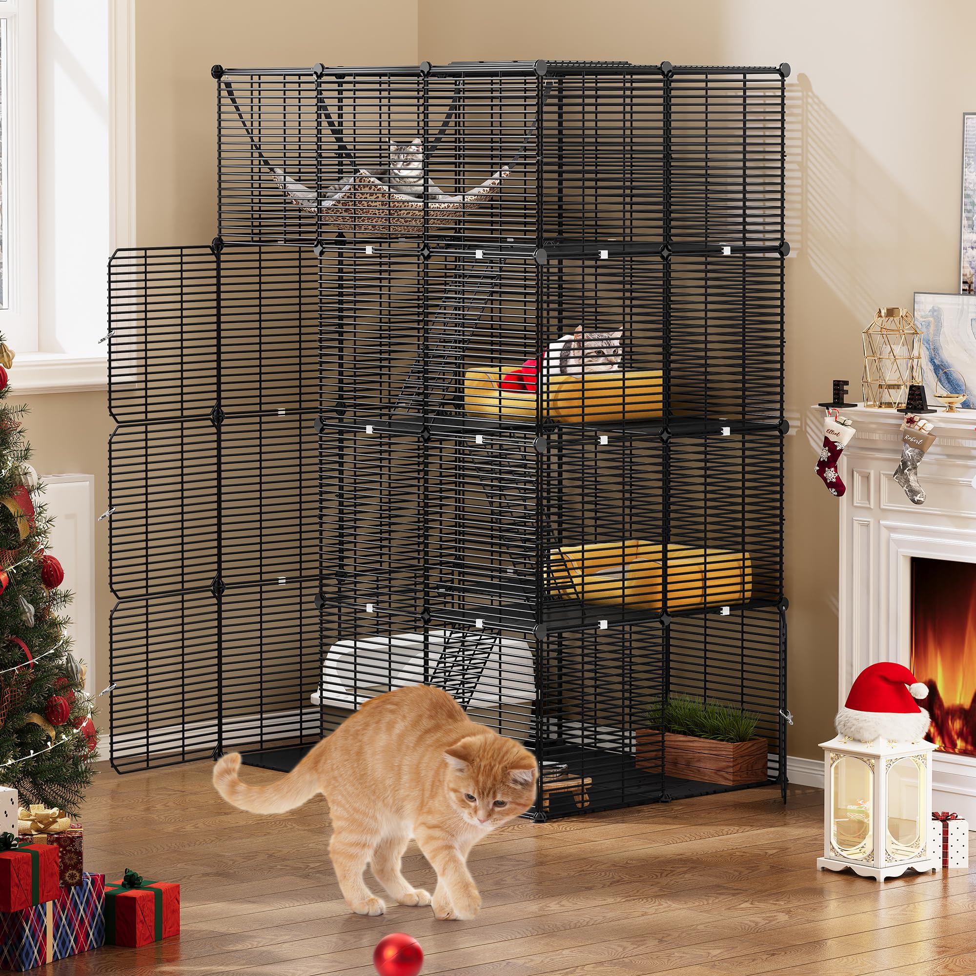 YITAHOME 4-Tier Large Cat Cage | Metal Wire Indoor Catio with Hammock