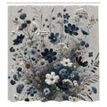 Abakuhaus Navy Blue Wildflowers Shower Curtain | Waterproof Fabric, 175x200cm