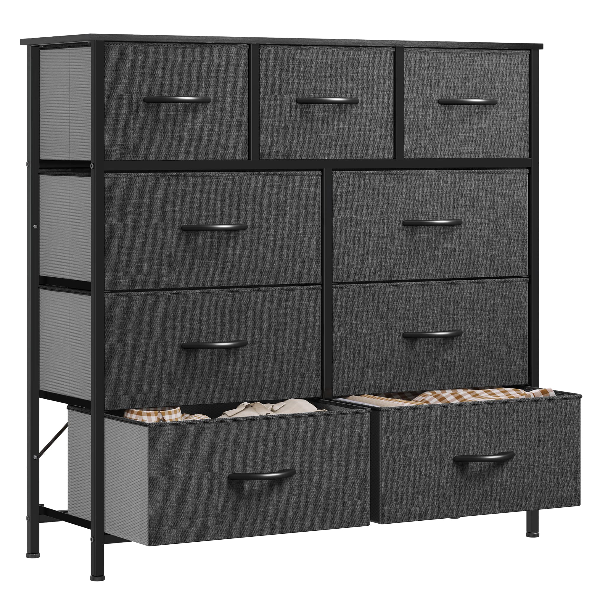 YITAHOME 9-Drawer Fabric Dresser | Modern Storage Chest with Wood Top