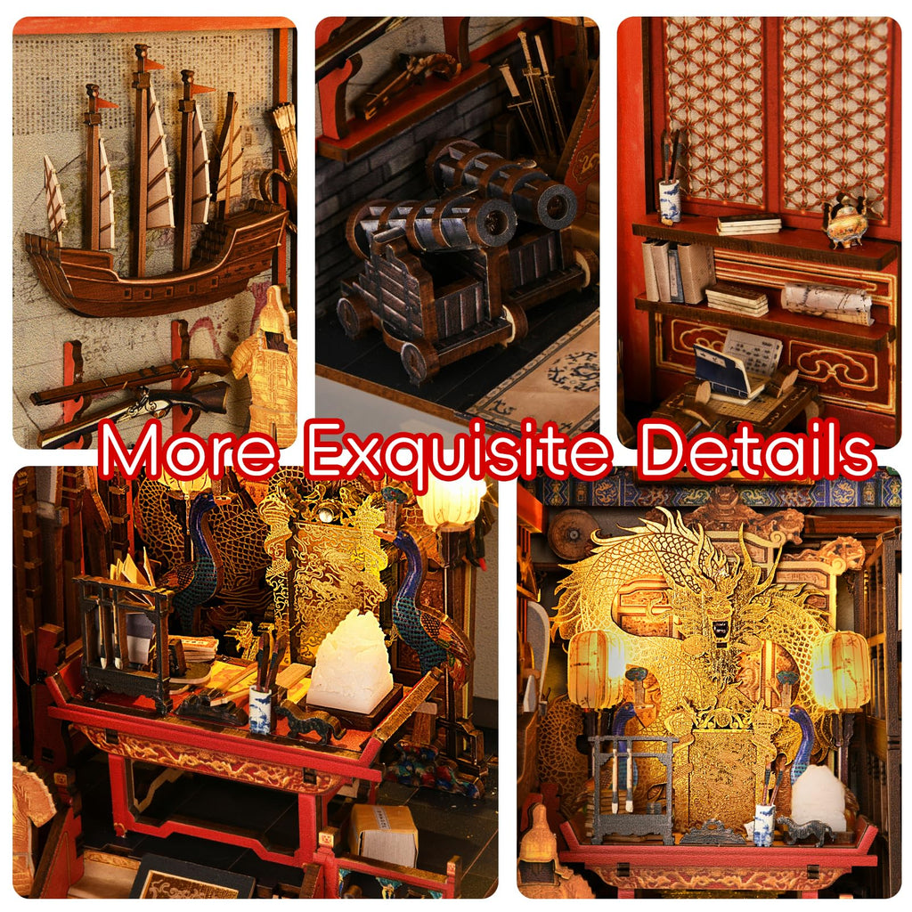 Minicity Book Nook Kit – DIY 3D Wooden Puzzle Chinese Study Shelf Insert